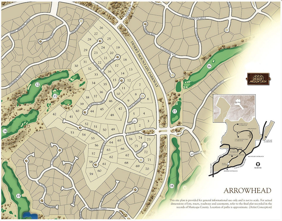 Arrowhead Golf Homes Map In Desert Mountain In Scottsdale, Arizona