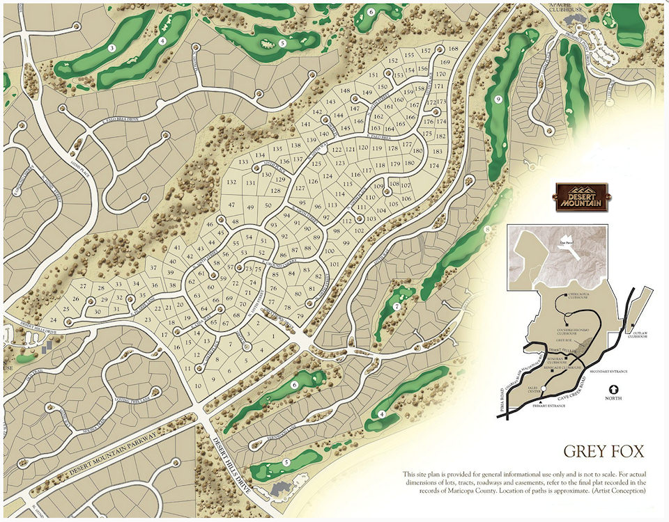 Grey Fox Golf Homes Map In Desert Mountain In Scottsdale, Arizona