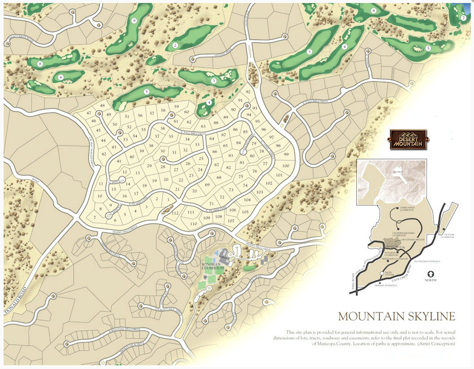 Mountain Skyline Golf Homes Map In Desert Mountain In Scottsdale, Arizona