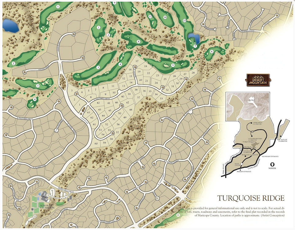 Turquoise Ridge Golf Homes Map In Desert Mountain In Scottsdale, Arizona